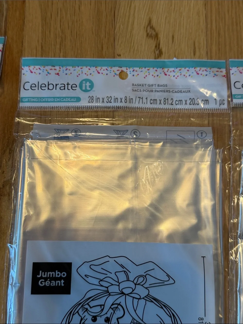 NWT Bundle of 7 Celebrate It Clear Cellophane Gift Bags - Large & Jumbo Packs